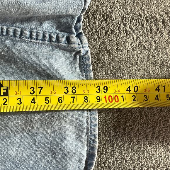 Gap Mini Dress Womens 20 Blue Denim Light Wash Babydoll‎ Smocked Sleeveless Boho - Picture 7 of 9